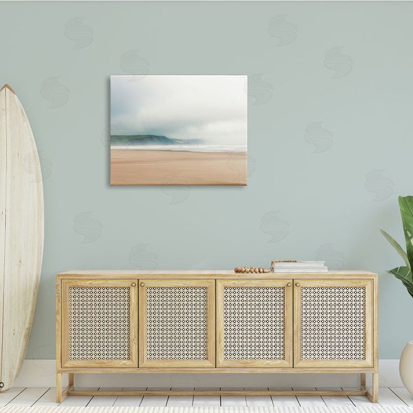 Stupell Industries Ian Winstanley | Tranquil Beach And Grassy Cliffside Misty Sky Landscape Wall Art