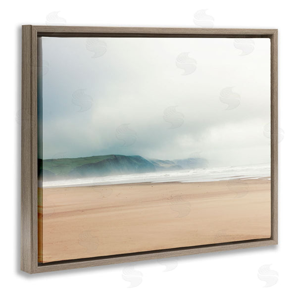 Stupell Industries Ian Winstanley | Tranquil Beach And Grassy Cliffside Misty Sky Landscape Wall Art