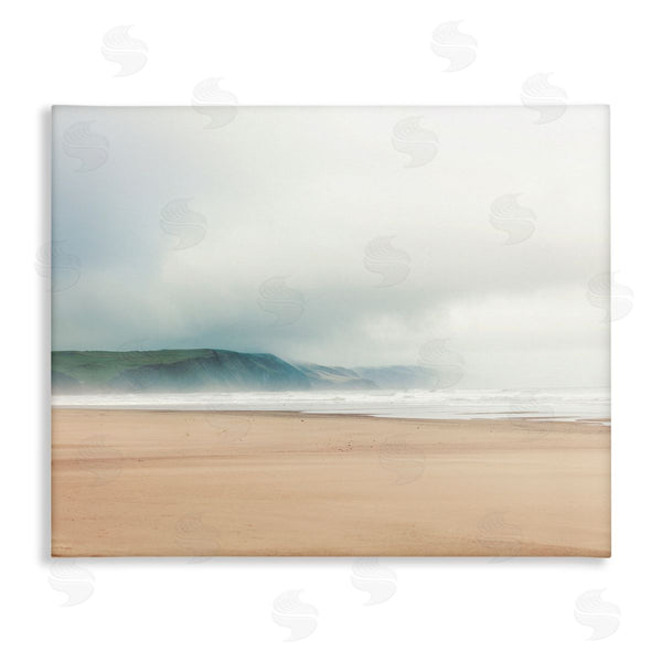 stupell industries Ian Winstanley | Tranquil Beach and Grassy Cliffside Misty Sky Landscape Wall Art