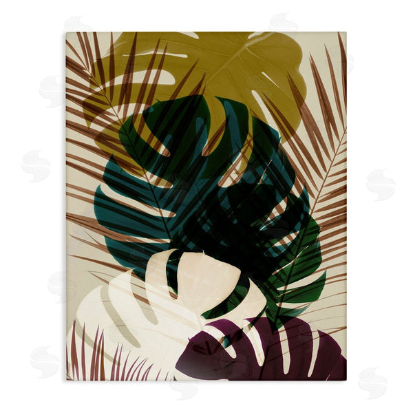 stupell industries Ian Winstanley | Warm Summer Tropical Palm Fronds Monstera Leaves Wall Art