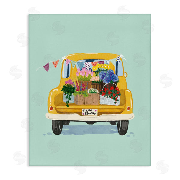 stupell industries Ilaria Benedetti | Countryside Blooms Basket Market Sale Rustic Yellow Truck Wall Art