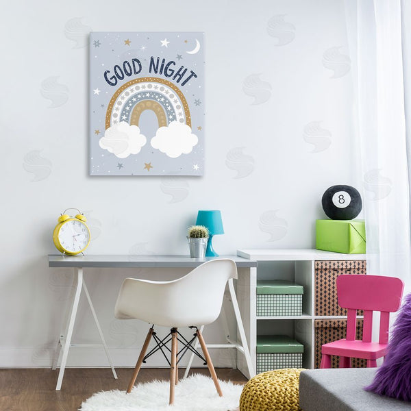 Stupell Industries Ilis Avilés | Good Night Astronomical Rainbow Outer Space Symbol Stripes Wall Art