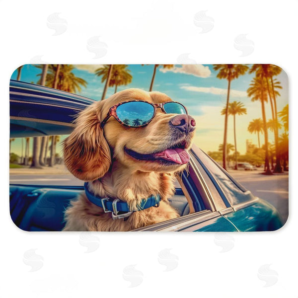 stupell industries Image World | Cool Puppy Tropical Sunset Anti-Fatigue Mat