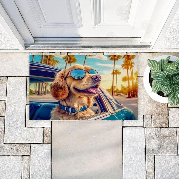 Stupell Industries Image World | Cool Puppy Tropical Sunset Non-Woven Door Mat