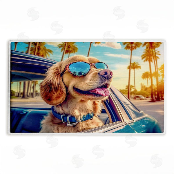 stupell industries Image World | Cool Puppy Tropical Sunset Plush Bath Mat