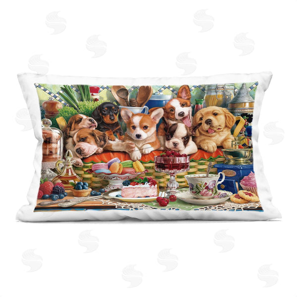 stupell industries Image World | Puppies In A Basket Printed Throw Pillow
