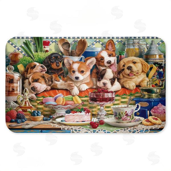 stupell industries Image World | Puppies In Basket Tea Party Anti-Fatigue Mat