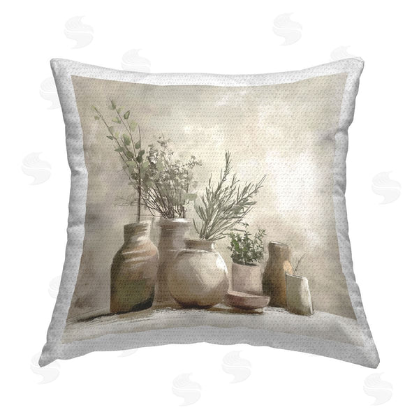 Stupell Industries Imagine It Images | Pottery Herbs Still Life Printed Throw Pillow