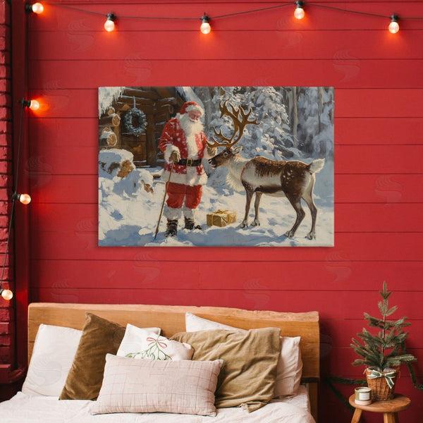 Stupell Industries Imagine It Images | Santa With Reindeer Scene