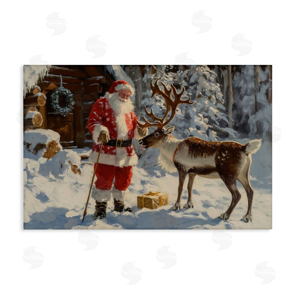 stupell industries Imagine It Images | Santa with Reindeer Scene