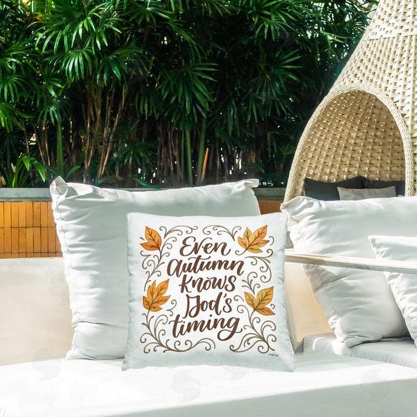 Stupell Industries Imperfect Dust | Autumn Knows God's Timing Printed Throw Pillow