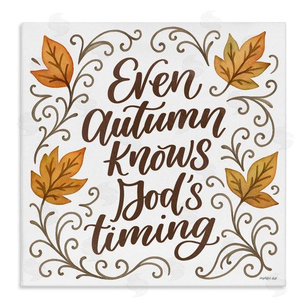 stupell industries Imperfect Dust | Even Autumn Knows God's Timing Wall Art