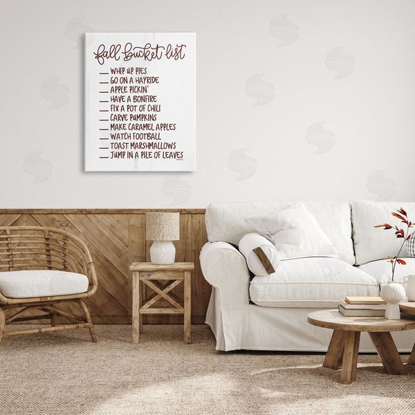 Stupell Industries Imperfect Dust | Fall Bucket List Seasonal Typography Grain Pattern Wall Art