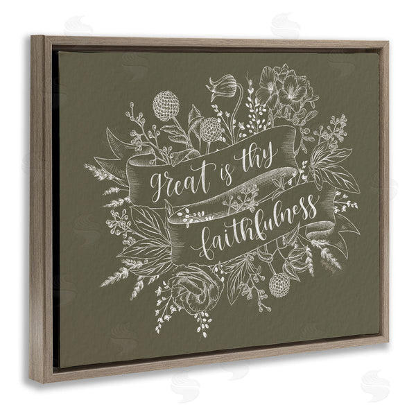 Stupell Industries Imperfect Dust | Great Is Thy Faithfulness Religious Phrase Botanical Border Wall Art