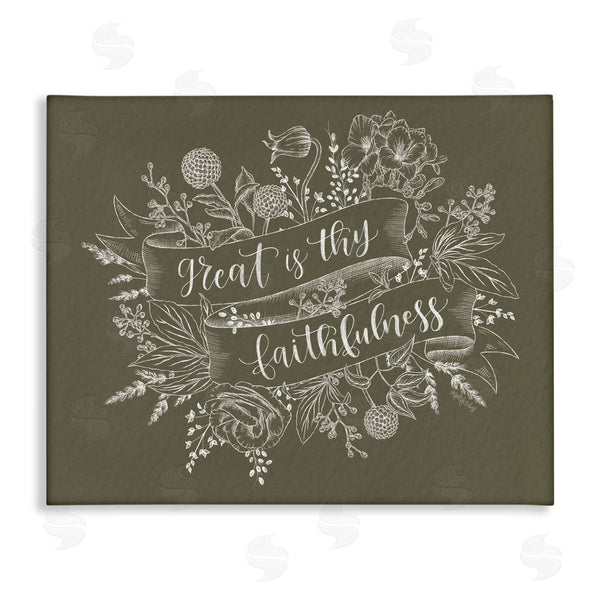 stupell industries Imperfect Dust | Great Is Thy Faithfulness Religious Phrase Botanical Border Wall Art