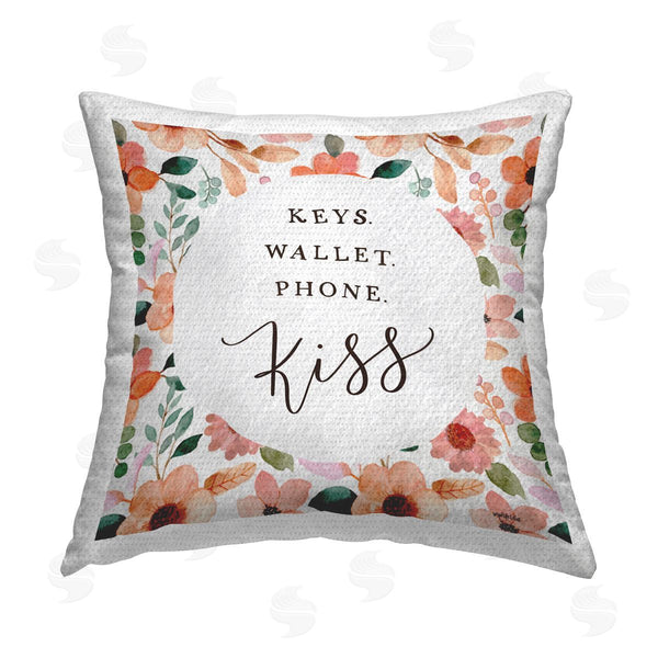 Stupell Industries Imperfect Dust | Keys Wallet Phone Kiss Printed Throw Pillow