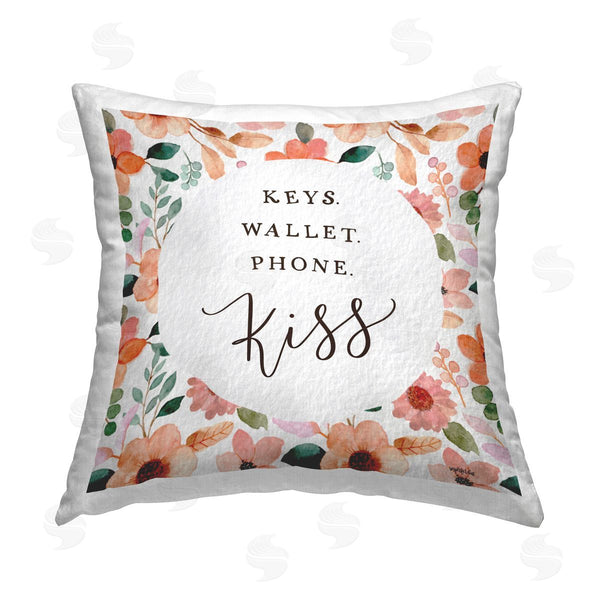 stupell industries Imperfect Dust | Keys Wallet Phone Kiss Printed Throw Pillow