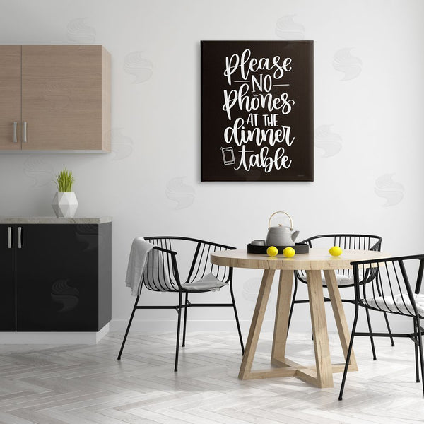 Stupell Industries Imperfect Dust | No Phones Dinner Table Kitchen Rule Calligraphy Wall Art