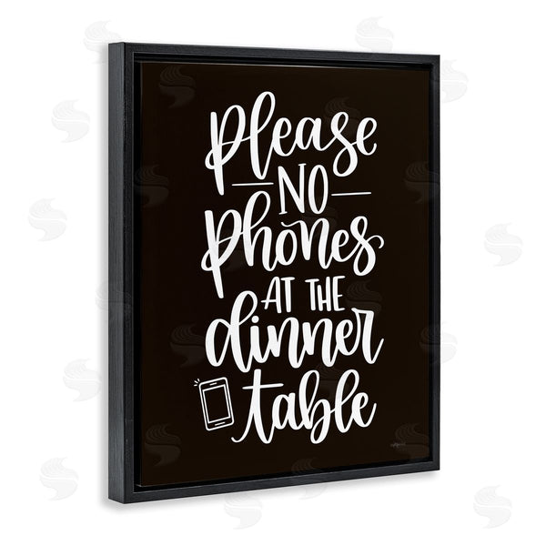 Stupell Industries Imperfect Dust | No Phones Dinner Table Kitchen Rule Calligraphy Wall Art