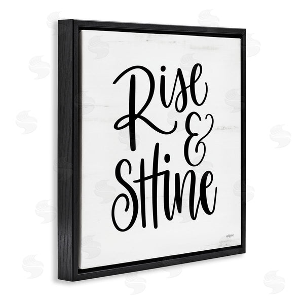 Stupell Industries Imperfect Dust | Rise & Shine Calligraphy Script Rustic Birch Pattern Wall Art