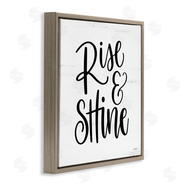 Stupell Industries Imperfect Dust | Rise & Shine Calligraphy Script Rustic Birch Pattern Wall Art