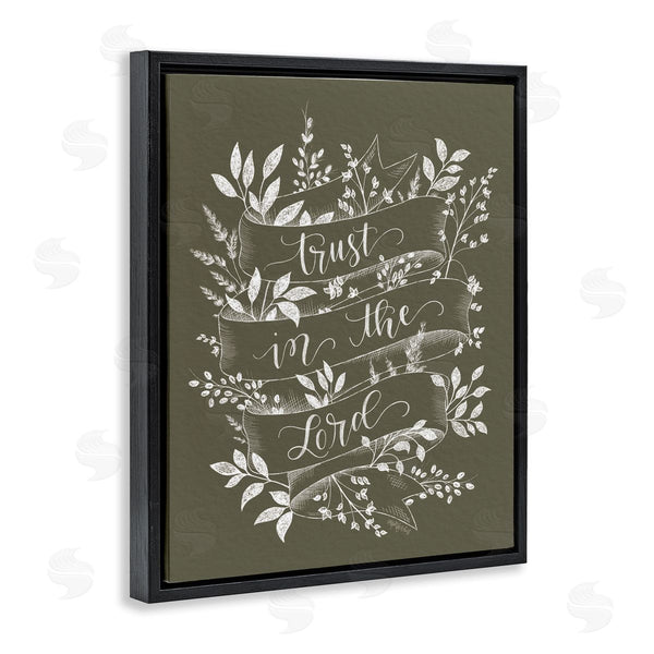 Stupell Industries Imperfect Dust | Trust In The Lord Vintage Ribbon Botanical Foliage Pattern Wall Art