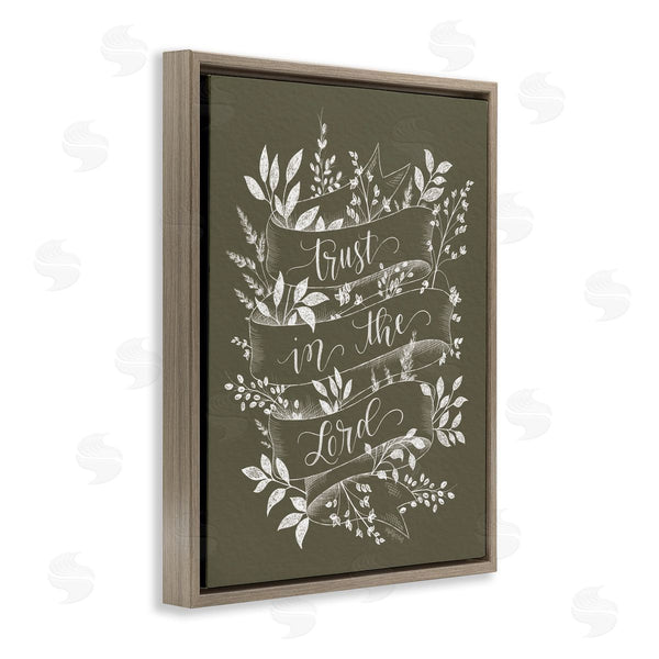Stupell Industries Imperfect Dust | Trust In The Lord Vintage Ribbon Botanical Foliage Pattern Wall Art