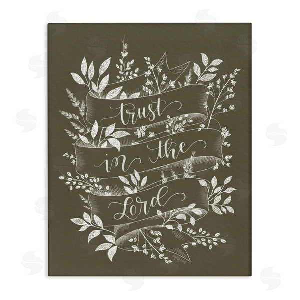 stupell industries Imperfect Dust | Trust in The Lord Vintage Ribbon Botanical Foliage Pattern Wall Art