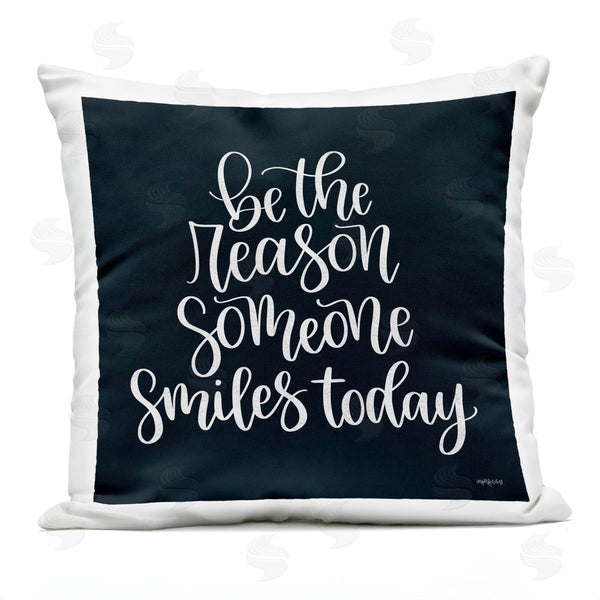 Stupell Industries Imperfect Dust | Uplifting Smile Calligraphy Black Background Printed Throw Pillow