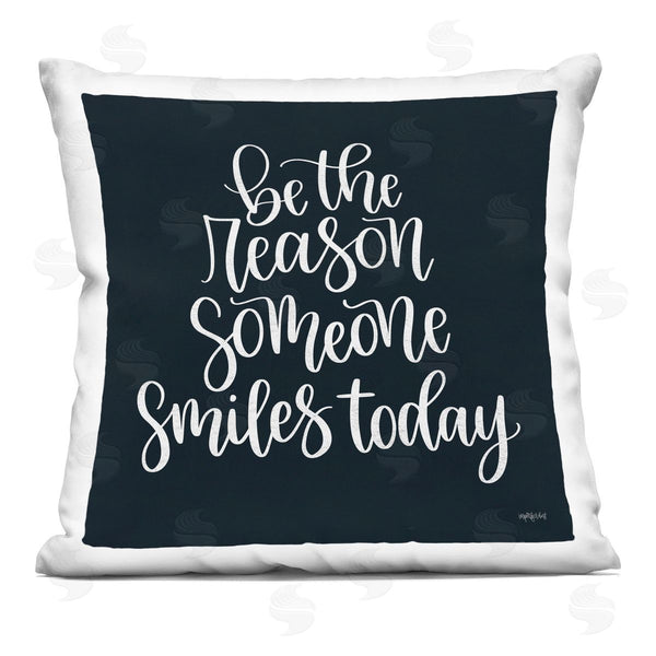 stupell industries Imperfect Dust | Uplifting Smile Calligraphy Black Background Printed Throw Pillow