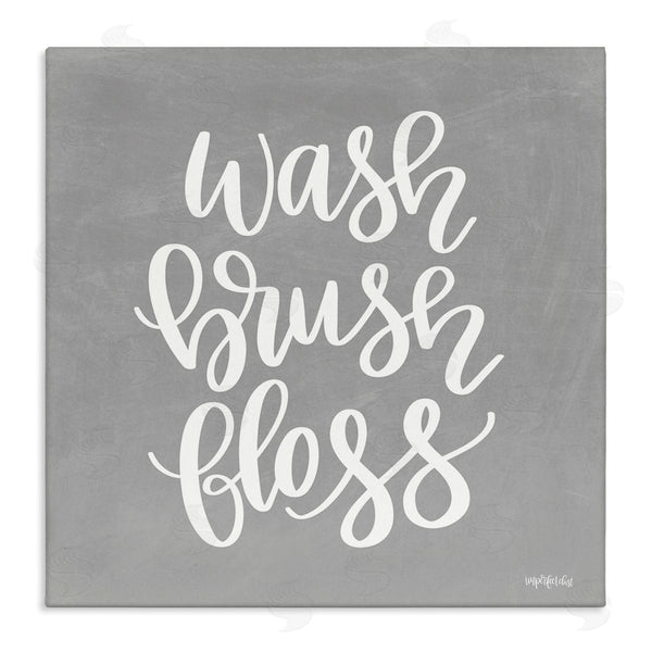 stupell industries Imperfect Dust | Wash Brush Floss Simplistic Hygiene Reminder Textured Sign Wall Art