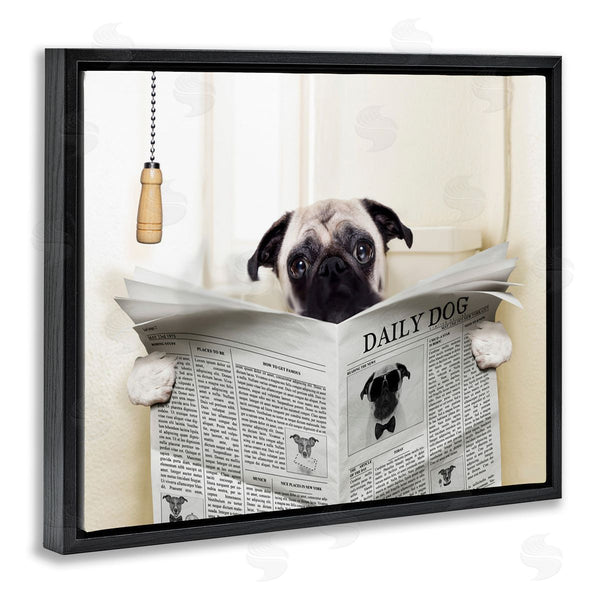 Stupell Industries In House Artist | Pug Reading Newspaper In Bathroom
