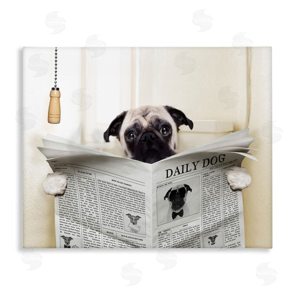 stupell industries In House Artist | Pug Reading Newspaper in Bathroom