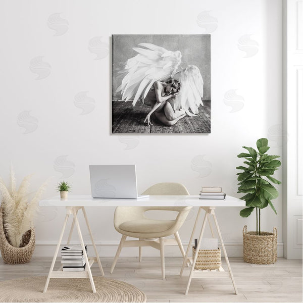 Stupell Industries Incado | Magical White Angel Wings Woman Monochrome Photography Wall Art