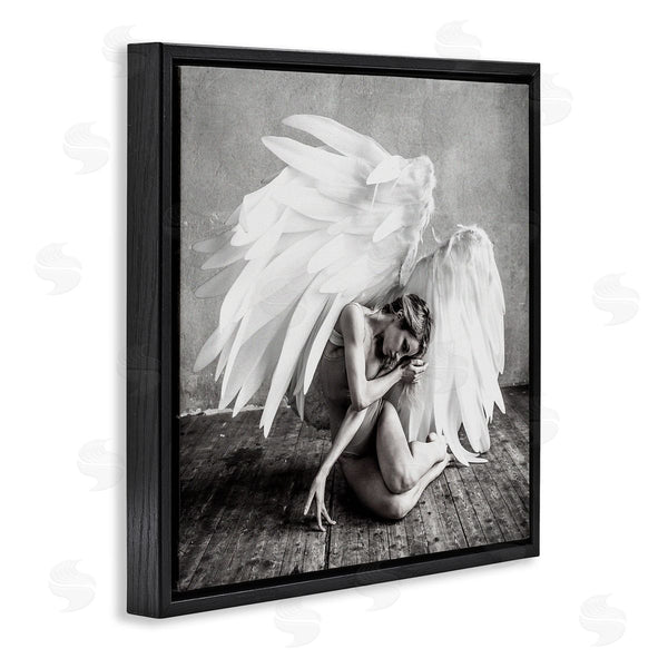 Stupell Industries Incado | Magical White Angel Wings Woman Monochrome Photography Wall Art