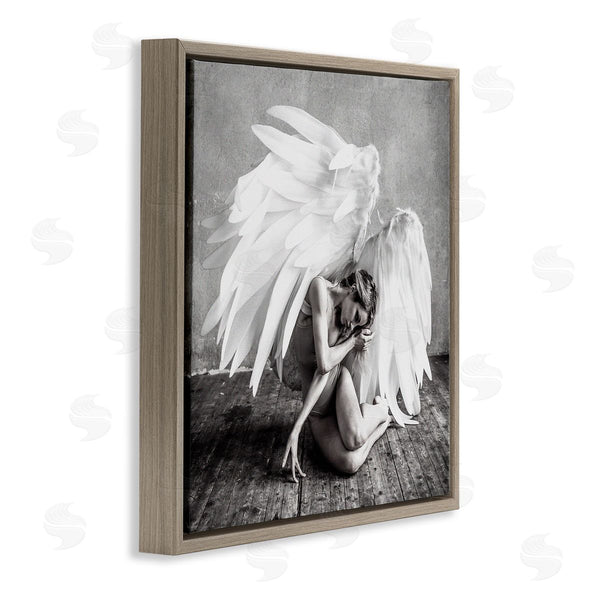 Stupell Industries Incado | Magical White Angel Wings Woman Monochrome Photography Wall Art