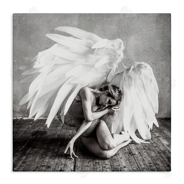 stupell industries Incado | Magical White Angel Wings Woman Monochrome Photography Wall Art