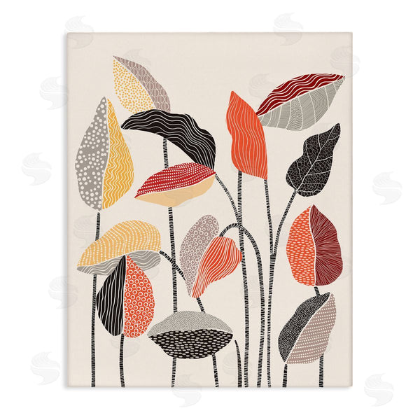 stupell industries Ioana Horvat | Modern Stripes Squiggle Pattern Flower Sprigs Botanical Motif Wall Art
