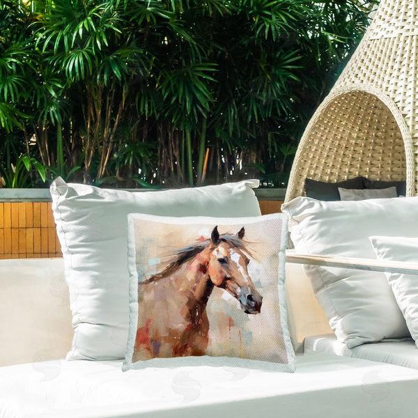 Stupell Industries Irena Orlov | Abstract Brown Horse Printed Throw Pillow