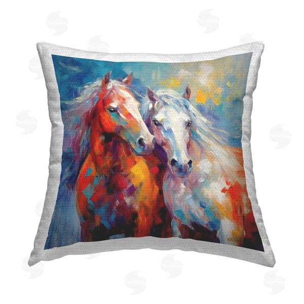 Stupell Industries Irena Orlov | Abstract Brushed Horses Printed Throw Pillow