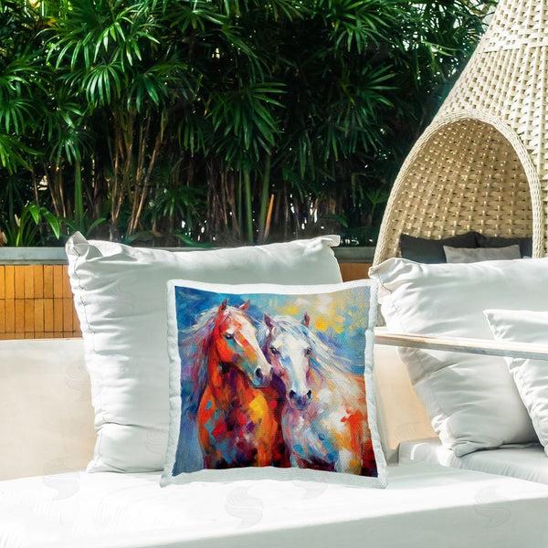 Stupell Industries Irena Orlov | Abstract Brushed Horses Printed Throw Pillow