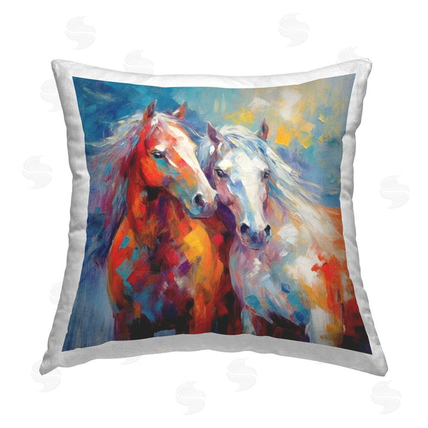 stupell industries Irena Orlov | Abstract Brushed Horses Printed Throw Pillow