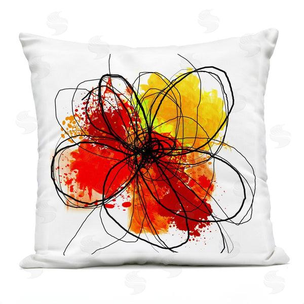 Stupell Industries Irena Orlov | Abstract Chaotic Red Flower Lines Printed Throw Pillow