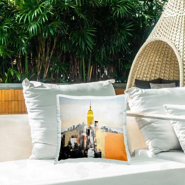 Stupell Industries Irena Orlov | Abstract Cityscape Tower Printed Throw Pillow
