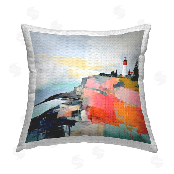 Stupell Industries Irena Orlov | Abstract Coastal Lighthouse Printed Throw Pillow