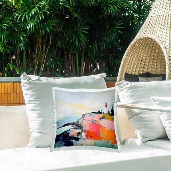Stupell Industries Irena Orlov | Abstract Coastal Lighthouse Printed Throw Pillow