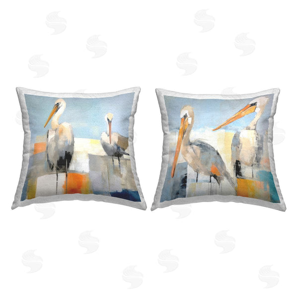 Stupell Industries Irena Orlov | Abstract Color Block Pelican Pair Printed Throw Pillow Set