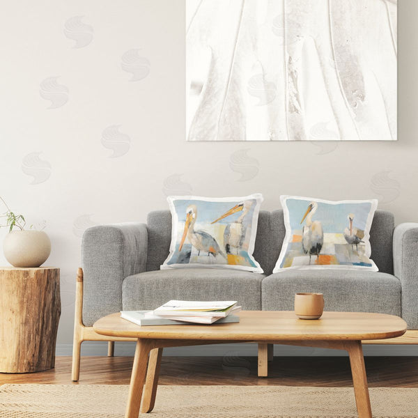 stupell industries Irena Orlov | Abstract Color Block Pelican Pair Printed Throw Pillow Set