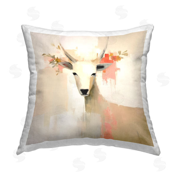 stupell industries Irena Orlov | Abstract Goat & Flowers Printed Throw Pillow