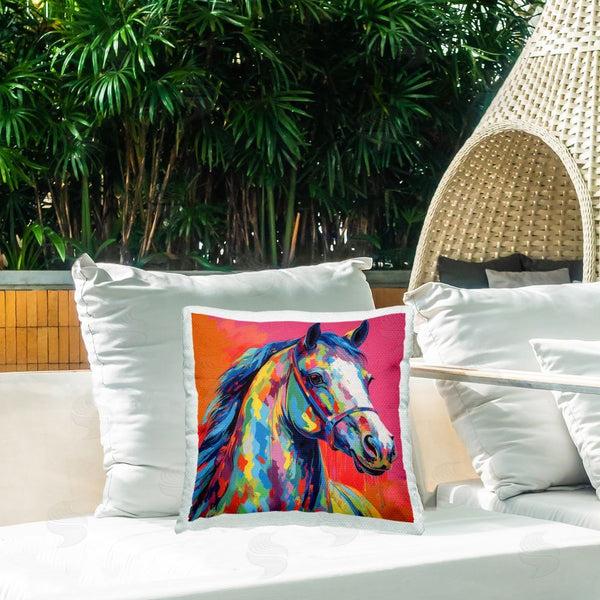 Stupell Industries Irena Orlov | Abstract Hue Horse Printed Throw Pillow